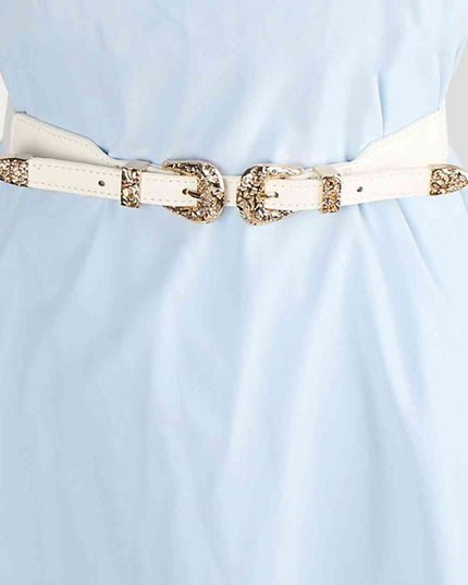 Double Buckle PU Leather Belt
