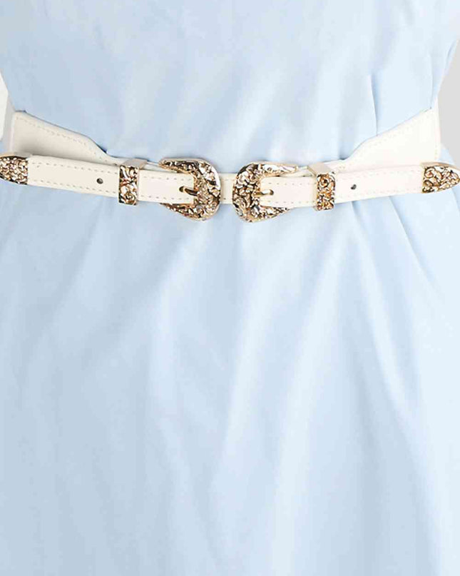 Double Buckle PU Leather Belt