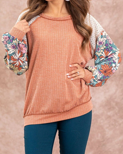 Exposed Seam Round Neck Blouse
