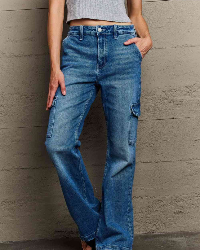 Kancan Holly High Waisted Cargo Flare Jeans