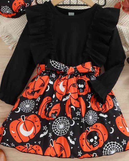 Halloween Theme Bow Front Round Neck Dress