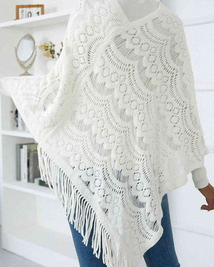 Openwork Fringe Detail Poncho