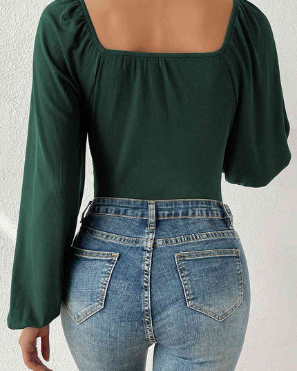 Scoop Neck Balloon Sleeve Bodysuit