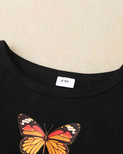 Round Neck Butterfly Graphic Long Sleeve T-Shirt