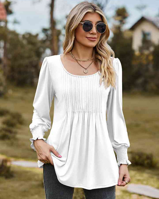 Puff Sleeve Pleated Blouse