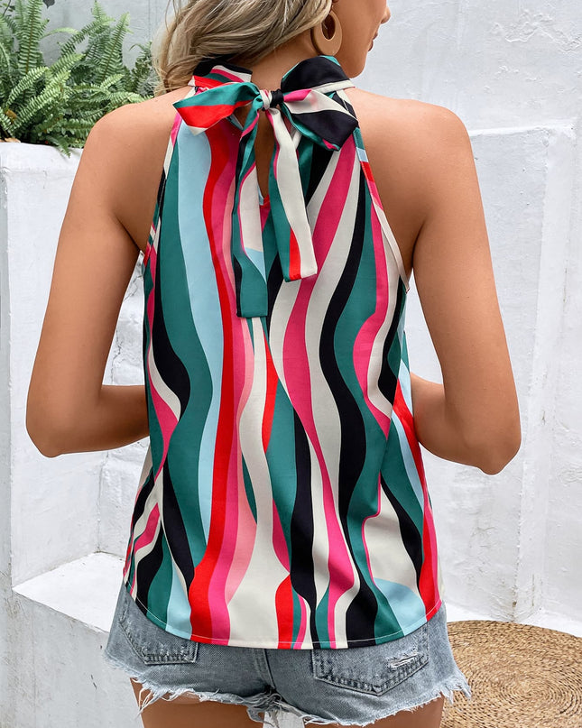 Multicolored Grecian Neck Tank