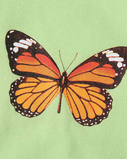 Round Neck Butterfly Graphic Long Sleeve T-Shirt
