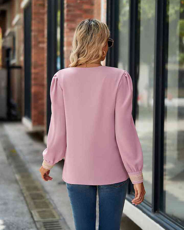V-Neck Long Sleeve Blouse
