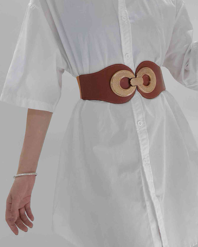 Alloy Buckle Elastic PU Belt