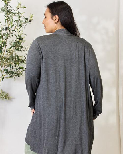 Celeste Full Size Open Front Cardigan with Pockets