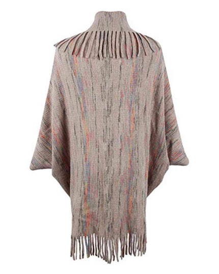 Fringe Detail Printed Poncho