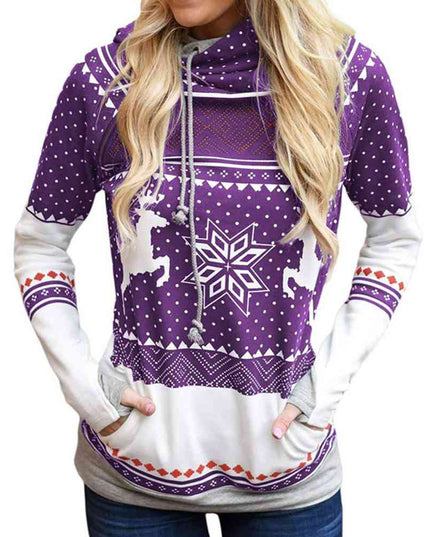 Printed Long Sleeve Hoodie with Pocket