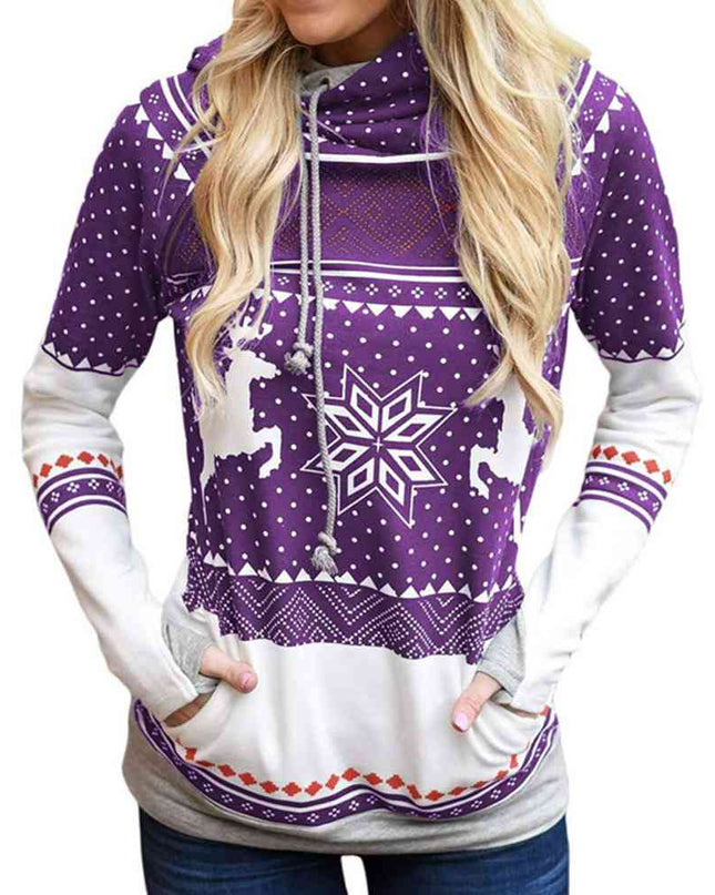 Printed Long Sleeve Hoodie with Pocket