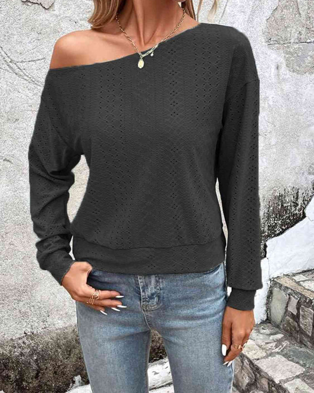Eyelet Dropped Shoulder Blouse