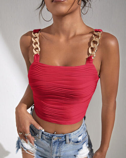 Chain Detail Square Neck Tank