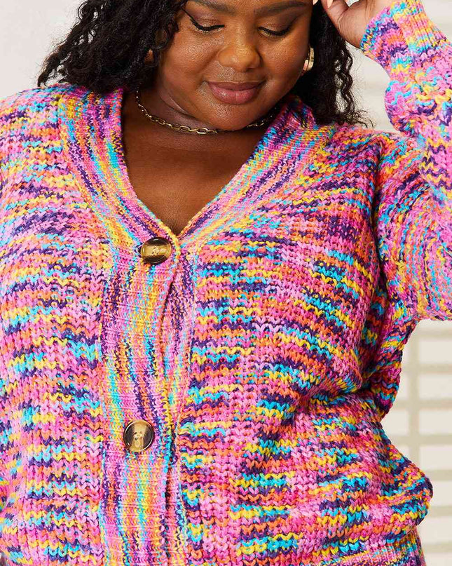 Woven Right V-Neck Long Sleeve Cardigan