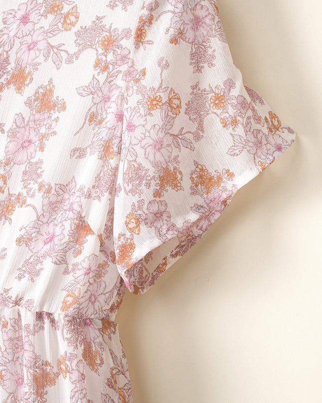 Floral Tassel Tie Tiered Dress