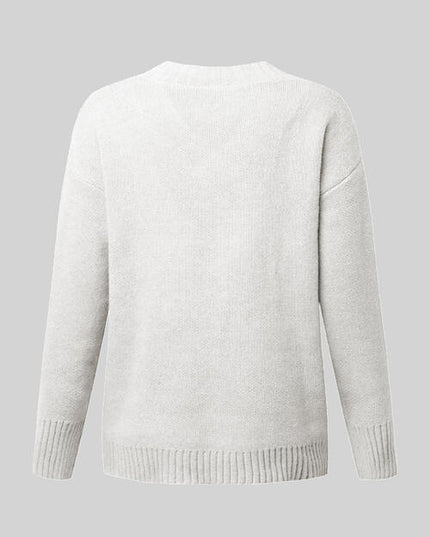 V-Neck Long Sleeve Knit Top