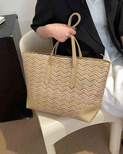 Chevron Straw Tote Bag
