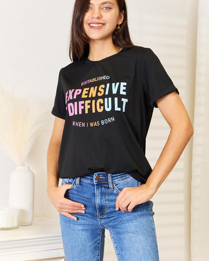 Simply Love Slogan Graphic Cuffed Sleeve T-Shirt