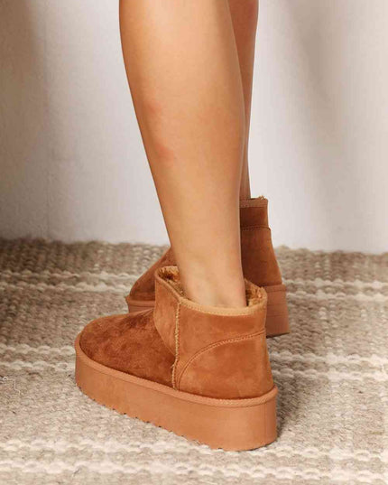 Legend Women's Fleece Lined Chunky Platform Mini Boots
