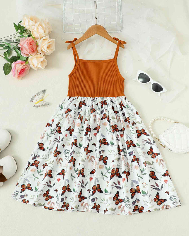 Butterfly Print Bow Detail Dress