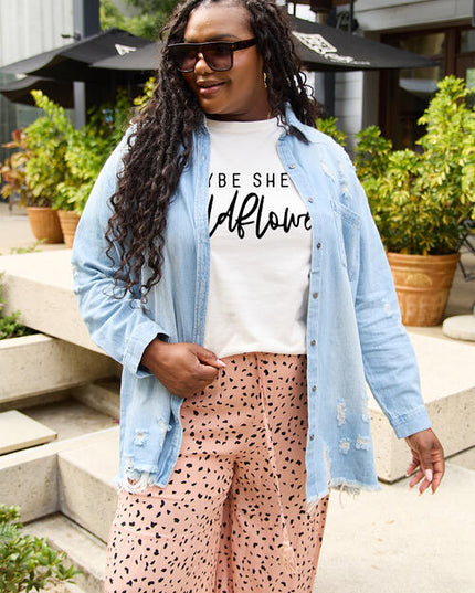 Simply Love Full Size MAYBE SHE'S A WILDFLOWER Short Sleeve T-Shirt