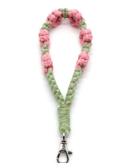 Assorted 4-Pack Hand-Woven Flower Macrame Wristlet Keychain
