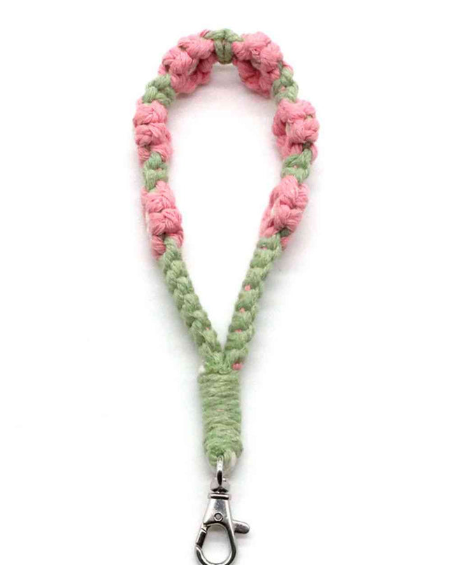 Assorted 4-Pack Hand-Woven Flower Macrame Wristlet Keychain