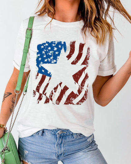 US Flag Graphic Round Neck Tee