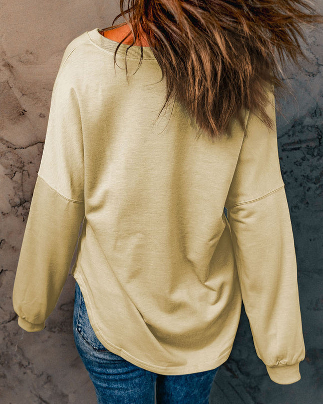 Button Detail Curved Hem Top