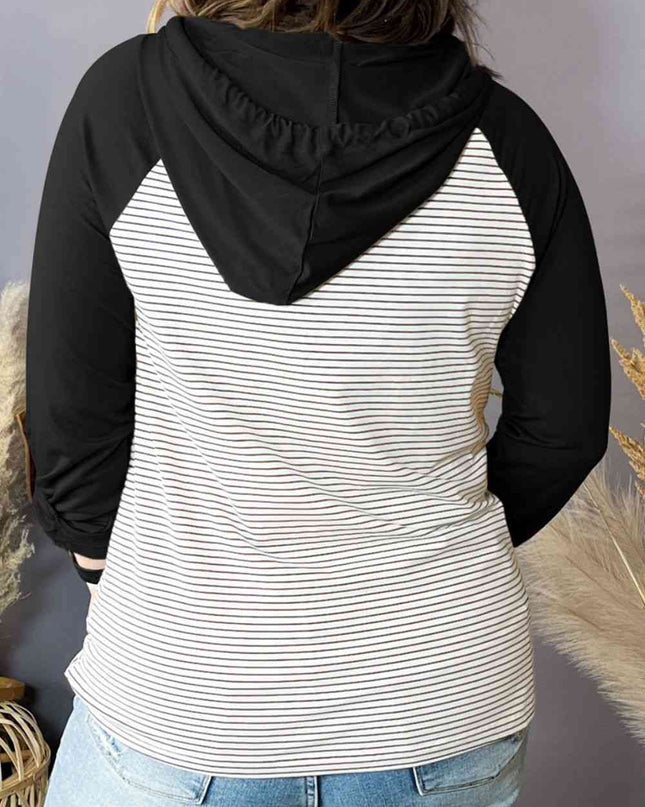 Plus Size Striped Long Sleeve Hoodie