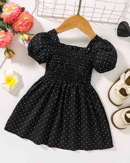 Printed Square Neck Smocked Dress