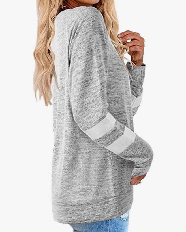 Striped Contrast Raglan Sleeve Top