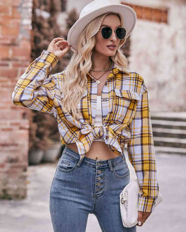 Plaid Dropped Shoulder Longline Shirt