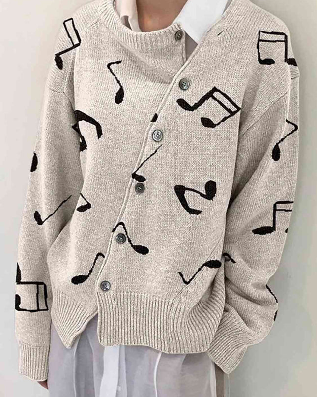 Dropped Shoulder Buttoned Cardigan