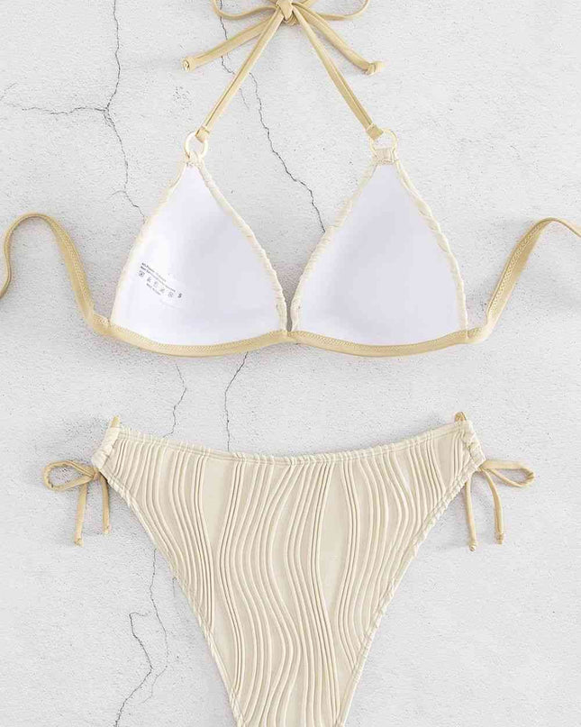 Textured Halter Neck Bikini Set