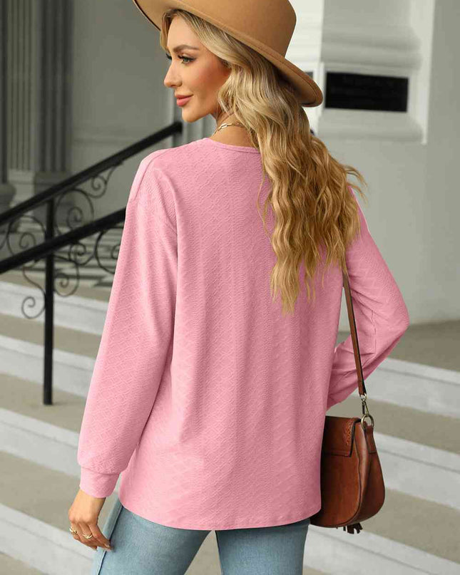 V-Neck Long Sleeve Blouse