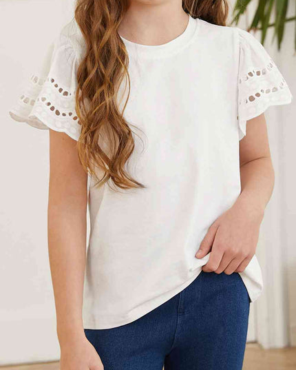 Round Neck Flutter Sleeve T-Shirt
