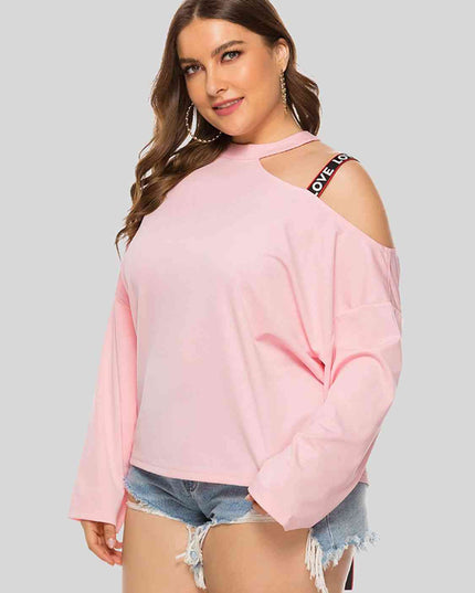 Plus Size Cold-Shoulder Round Neck Blouse
