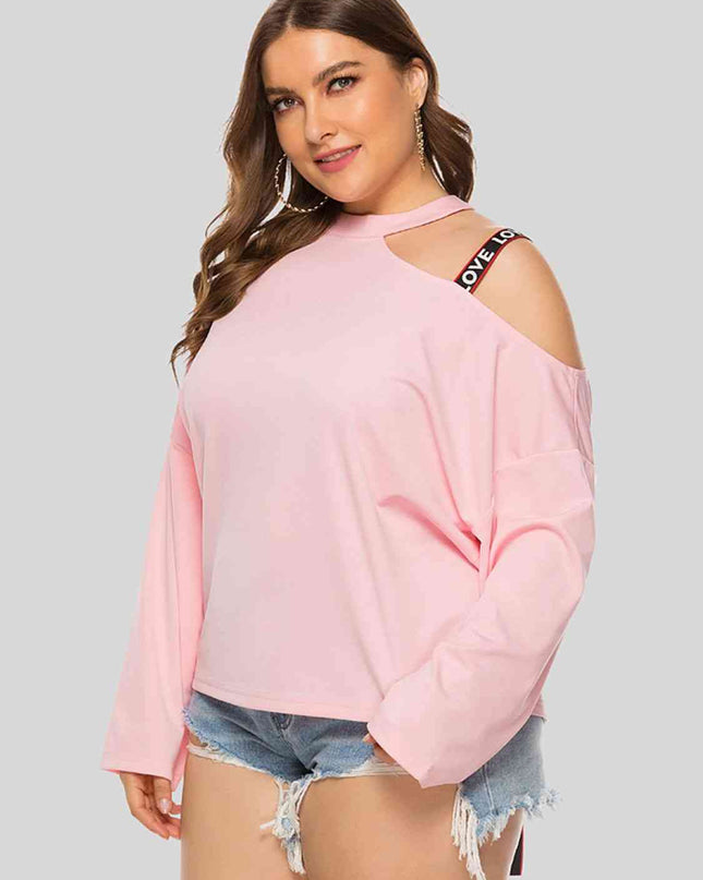 Plus Size Cold-Shoulder Round Neck Blouse