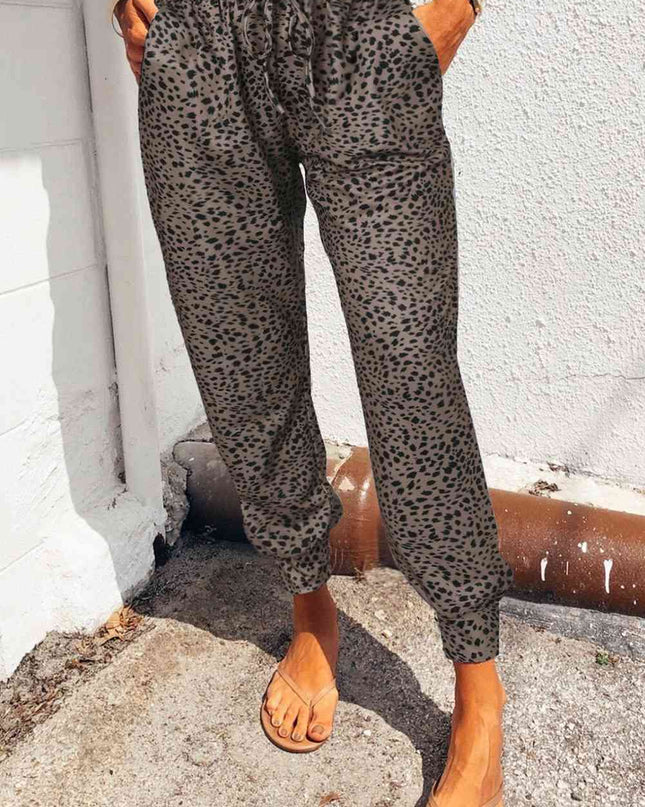 Leopard Pocketed Long Pants