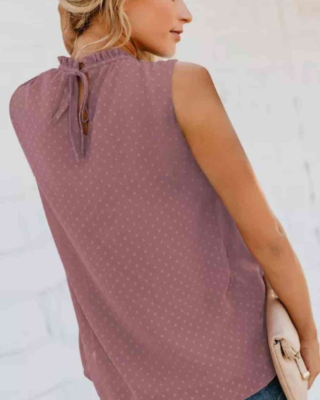 Smocked Tie Back Frill Trim Tank