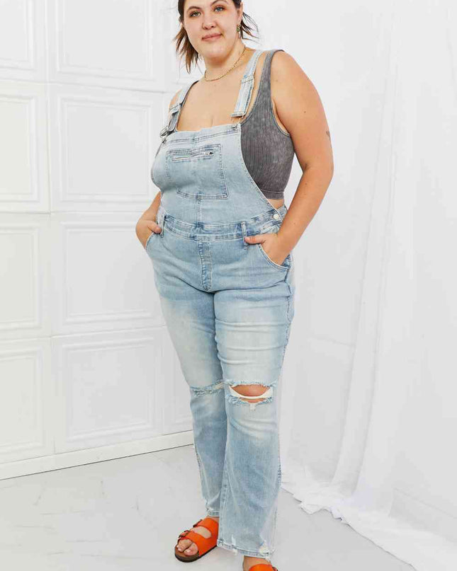 Judy Blue Melina Full Size Distressed Straight Leg Overalls