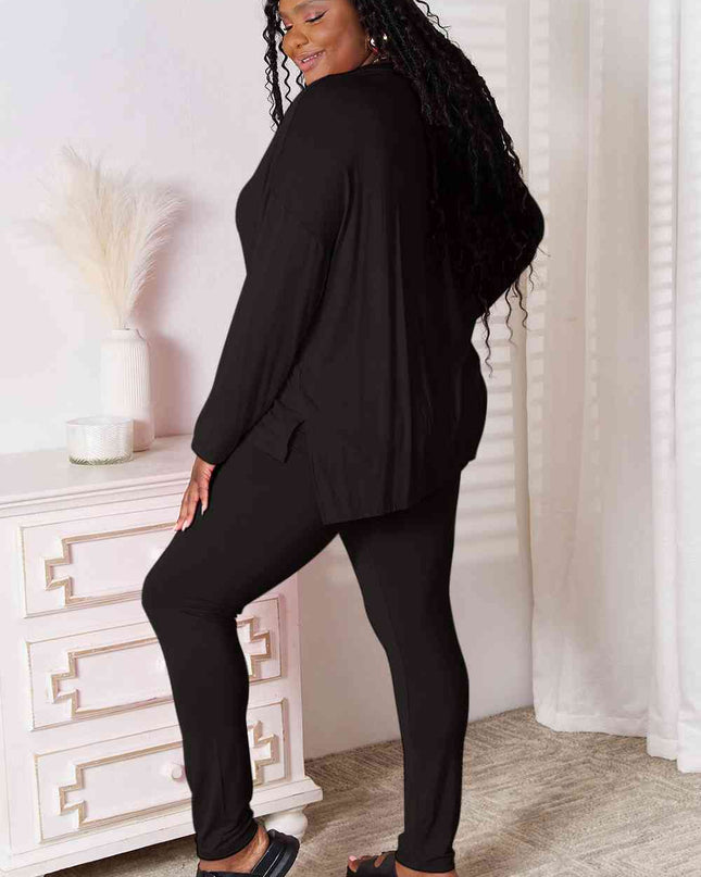 Basic Bae Full Size V-Neck Soft Rayon Long Sleeve Top and Pants Lounge Set