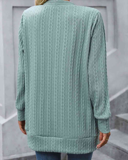 Cable-Knit Long Sleeve Cardigan with Pocket