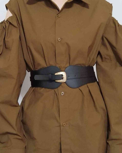 Wide Elastic Belt with Alloy Buckle