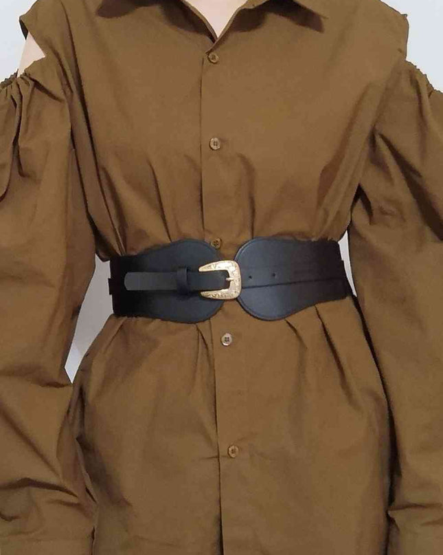 Wide Elastic Belt with Alloy Buckle