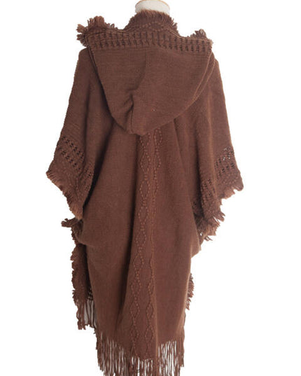 Fringe Hem Hooded Poncho