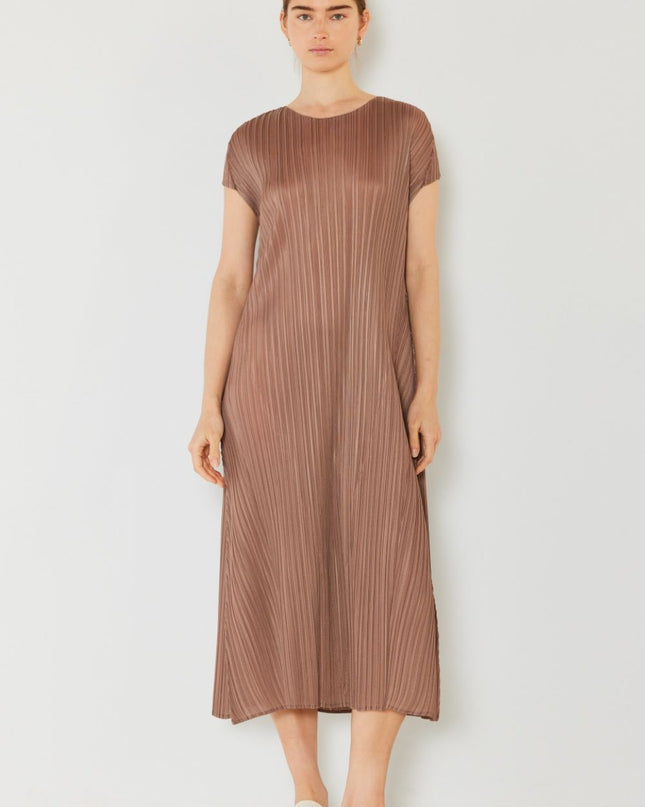 Marina West Swim Pleated Cap Sleeve A-Line Dress